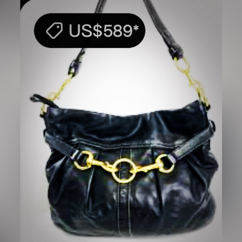 Vintage Y2K Coach soho Black Leather Shoulder Bag with Gold Hardware 2005years - Picture 3 of 17